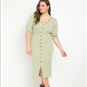 Eloquii sage knit midi dress - 14/16